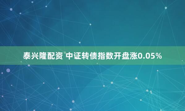 泰兴隆配资 中证转债指数开盘涨0.05%